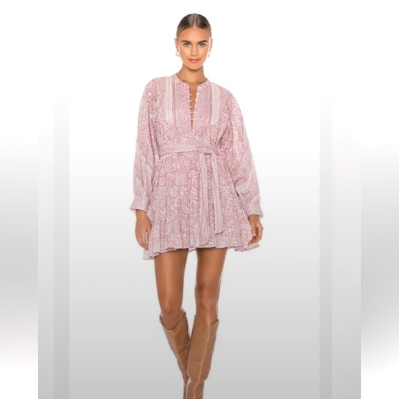 Cleobella Lennox Mini Dress in Tonal Block Print S revolve boho 168$ fall casual - Picture 2 of 7